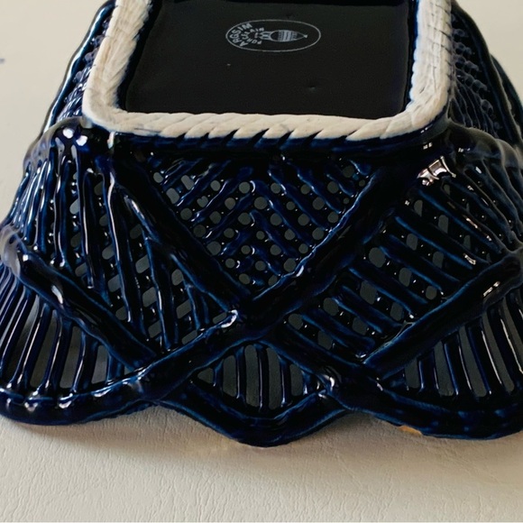 Vintage Arguing Cobalt Blue Woven Handmade Dish Romania - Picture 8 of 13